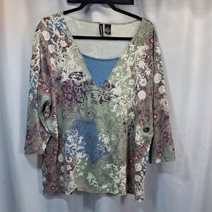 Jason Maxwell Multicolor Paisley V-Neck Blouse